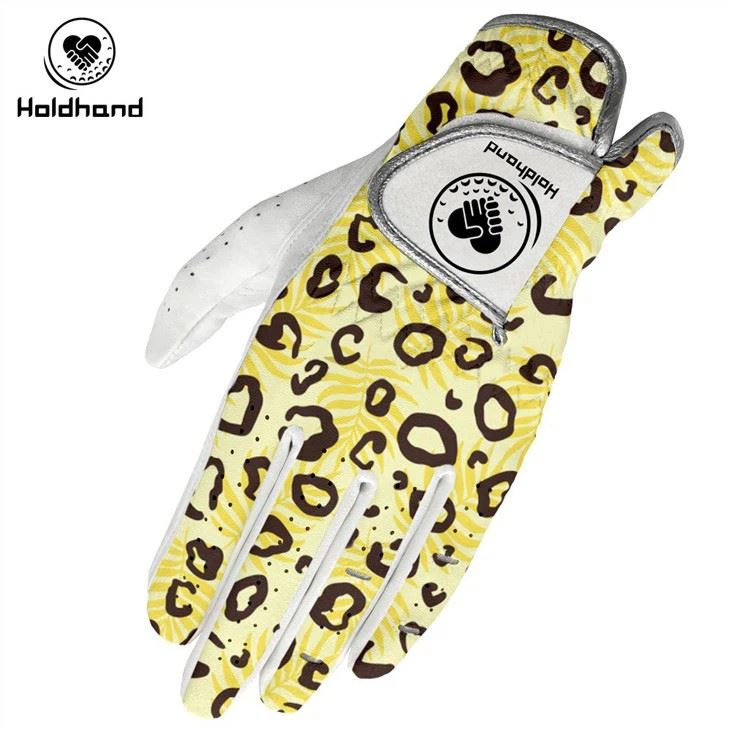 Green Leopard Print PU Leather Golf Gloves OEM Golf Customization